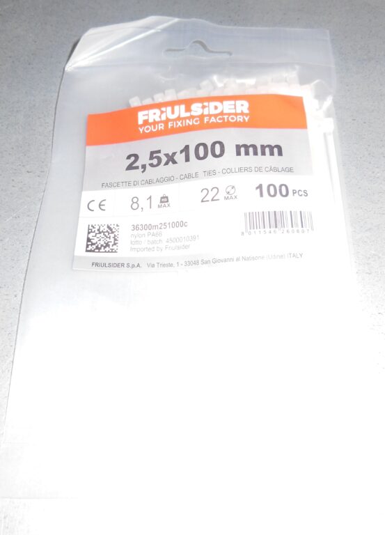 Páska stahovací FRIULSIDER 2,5 x 100 bílá  100ks                          