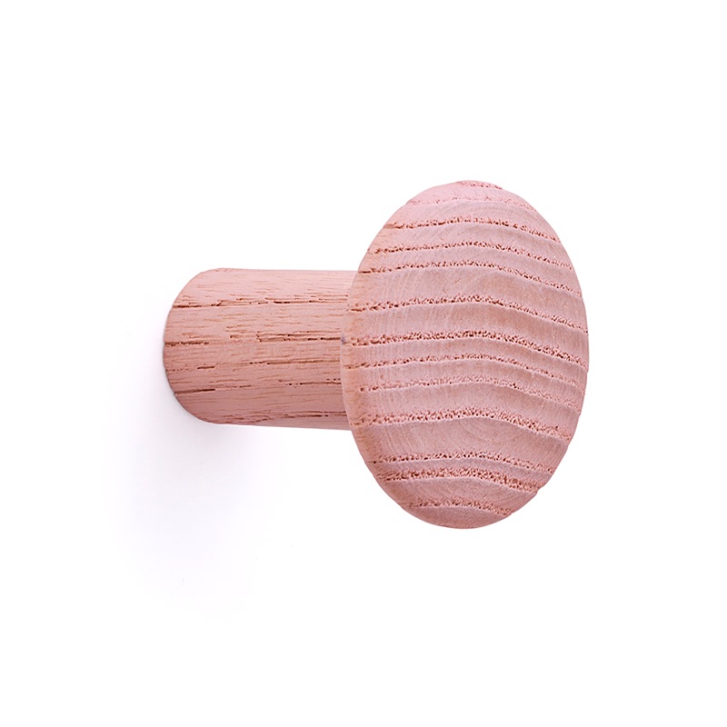 Dřevěný knoflíkový háček z jasanového dřeva - růžový
